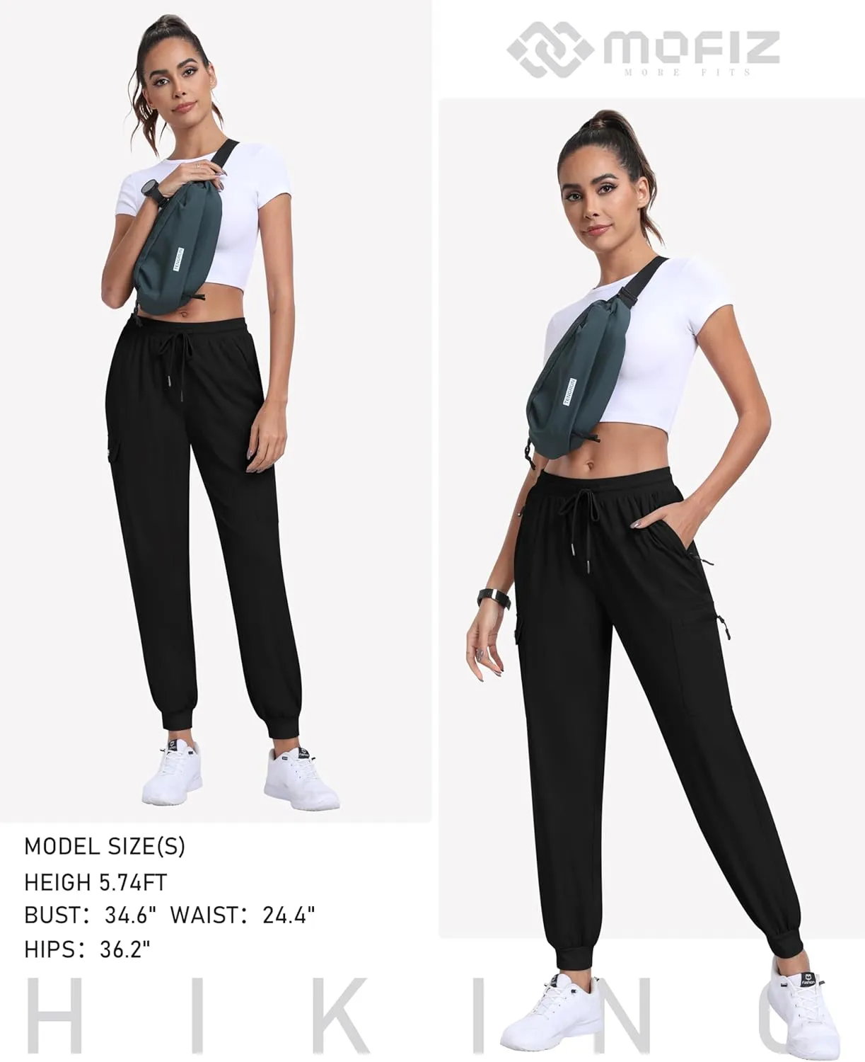 MoFiz Women's Cargo Pants with Pockets Lightweight Quick Dry Outdoor Travel Hiking Pants Running Joggers Sweatpants