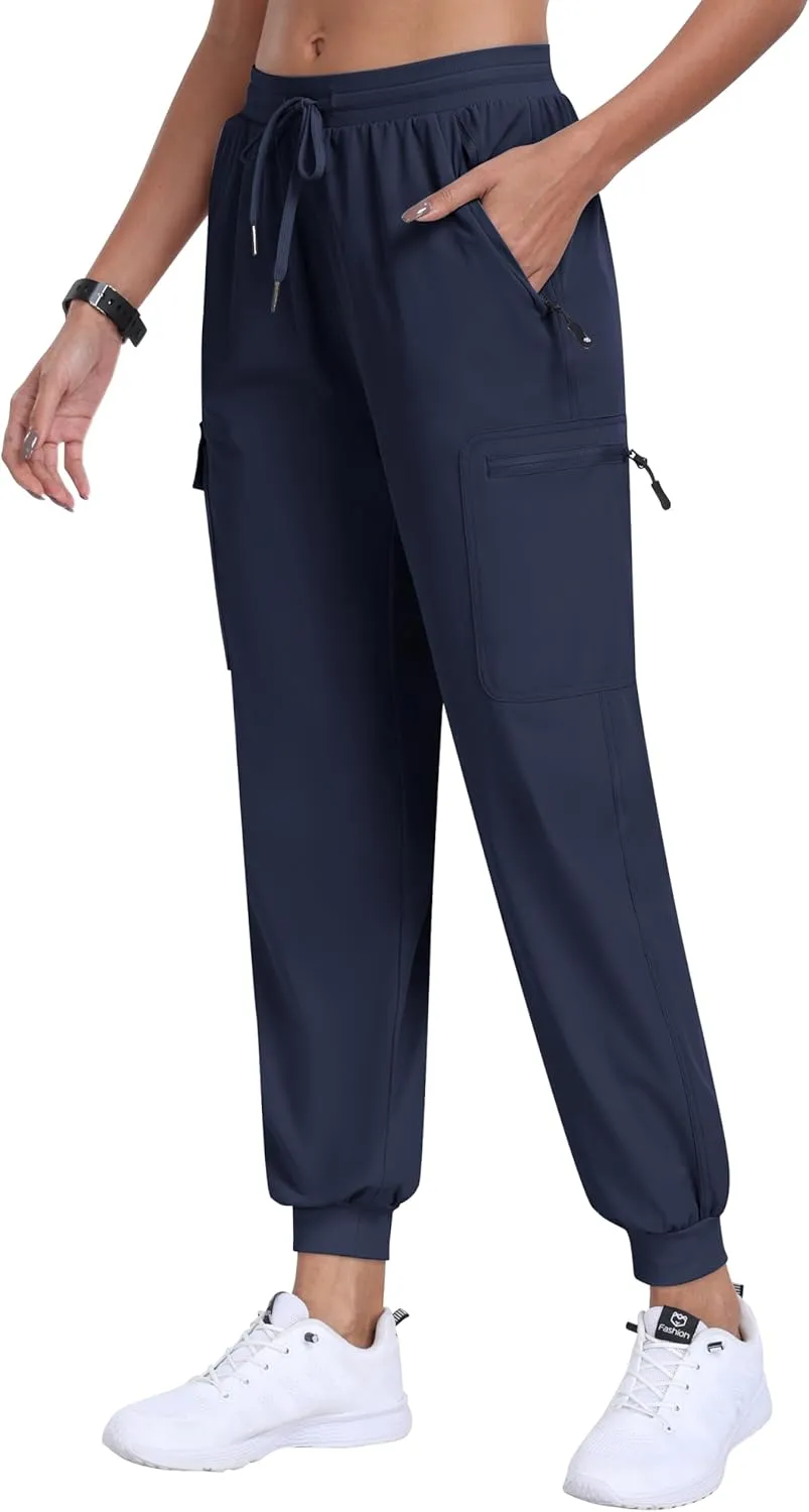 MoFiz Women's Cargo Pants with Pockets Lightweight Quick Dry Outdoor Travel Hiking Pants Running Joggers Sweatpants
