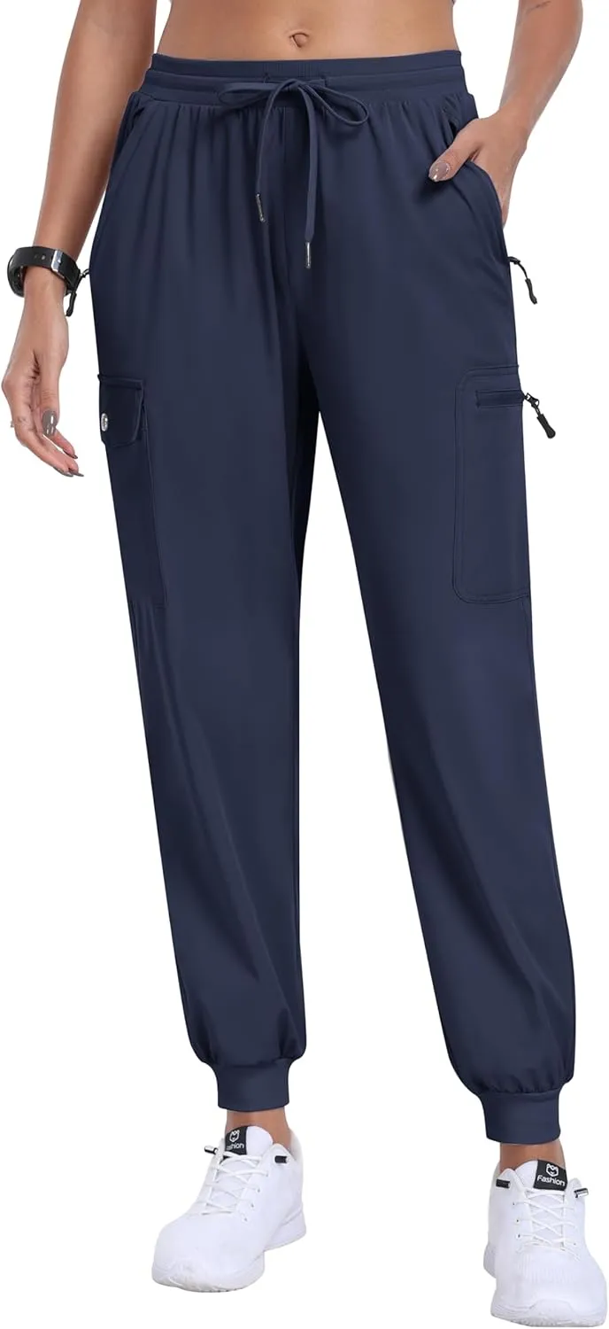 MoFiz Women's Cargo Pants with Pockets Lightweight Quick Dry Outdoor Travel Hiking Pants Running Joggers Sweatpants