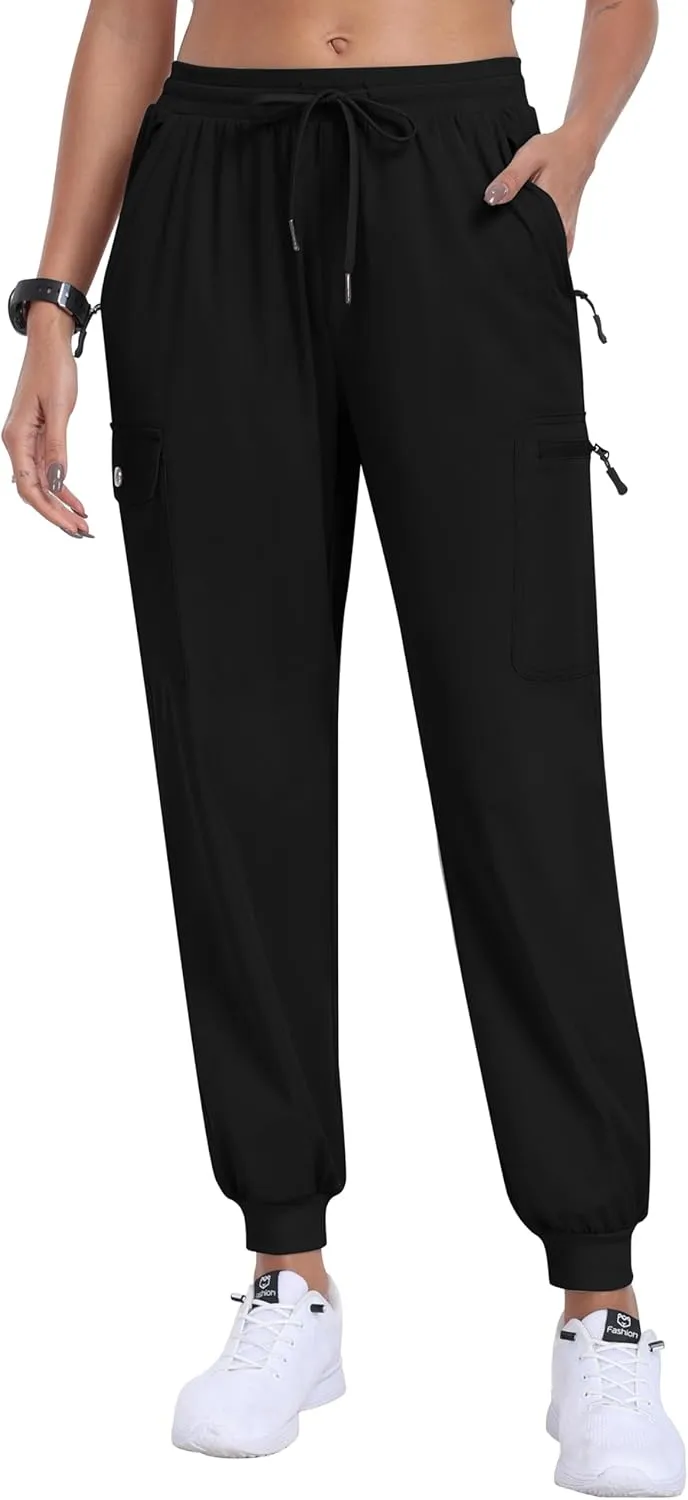 MoFiz Women's Cargo Pants with Pockets Lightweight Quick Dry Outdoor Travel Hiking Pants Running Joggers Sweatpants