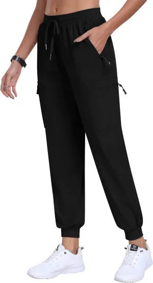 MoFiz Women's Cargo Pants with Pockets Lightweight Quick Dry Outdoor Travel Hiking Pants Running Joggers Sweatpants