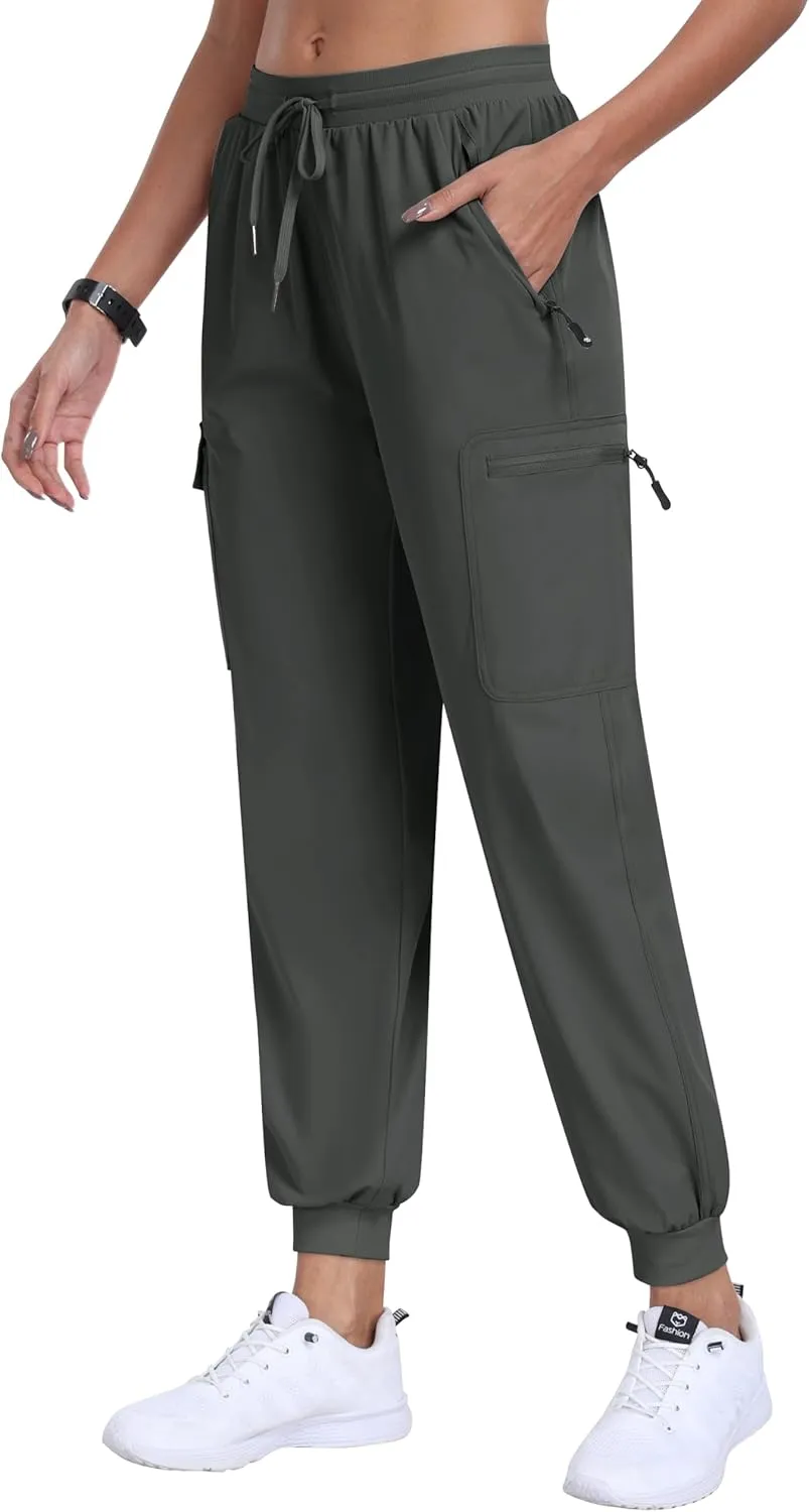 MoFiz Women's Cargo Pants with Pockets Lightweight Quick Dry Outdoor Travel Hiking Pants Running Joggers Sweatpants