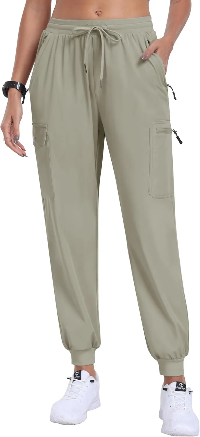 MoFiz Women's Cargo Pants with Pockets Lightweight Quick Dry Outdoor Travel Hiking Pants Running Joggers Sweatpants
