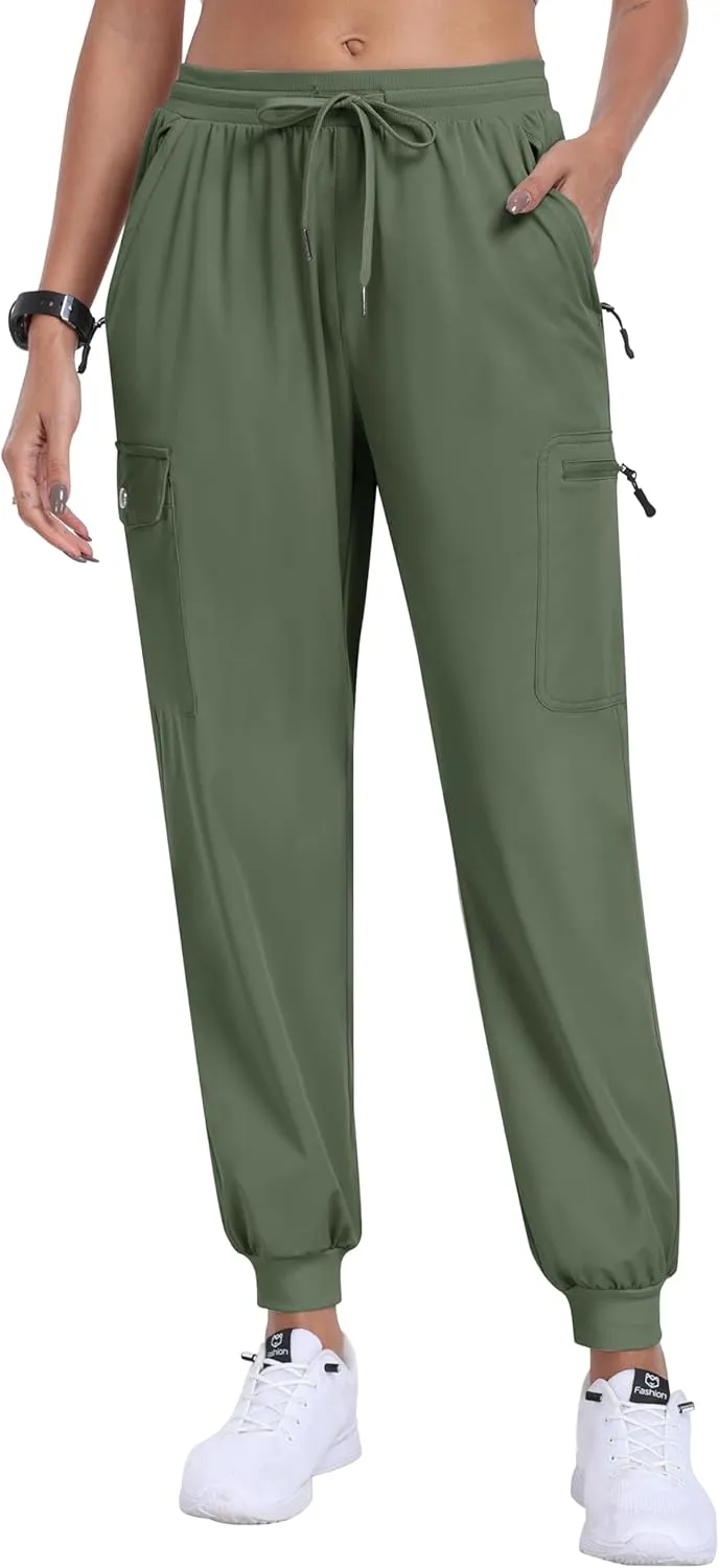 MoFiz Women's Cargo Pants with Pockets Lightweight Quick Dry Outdoor Travel Hiking Pants Running Joggers Sweatpants