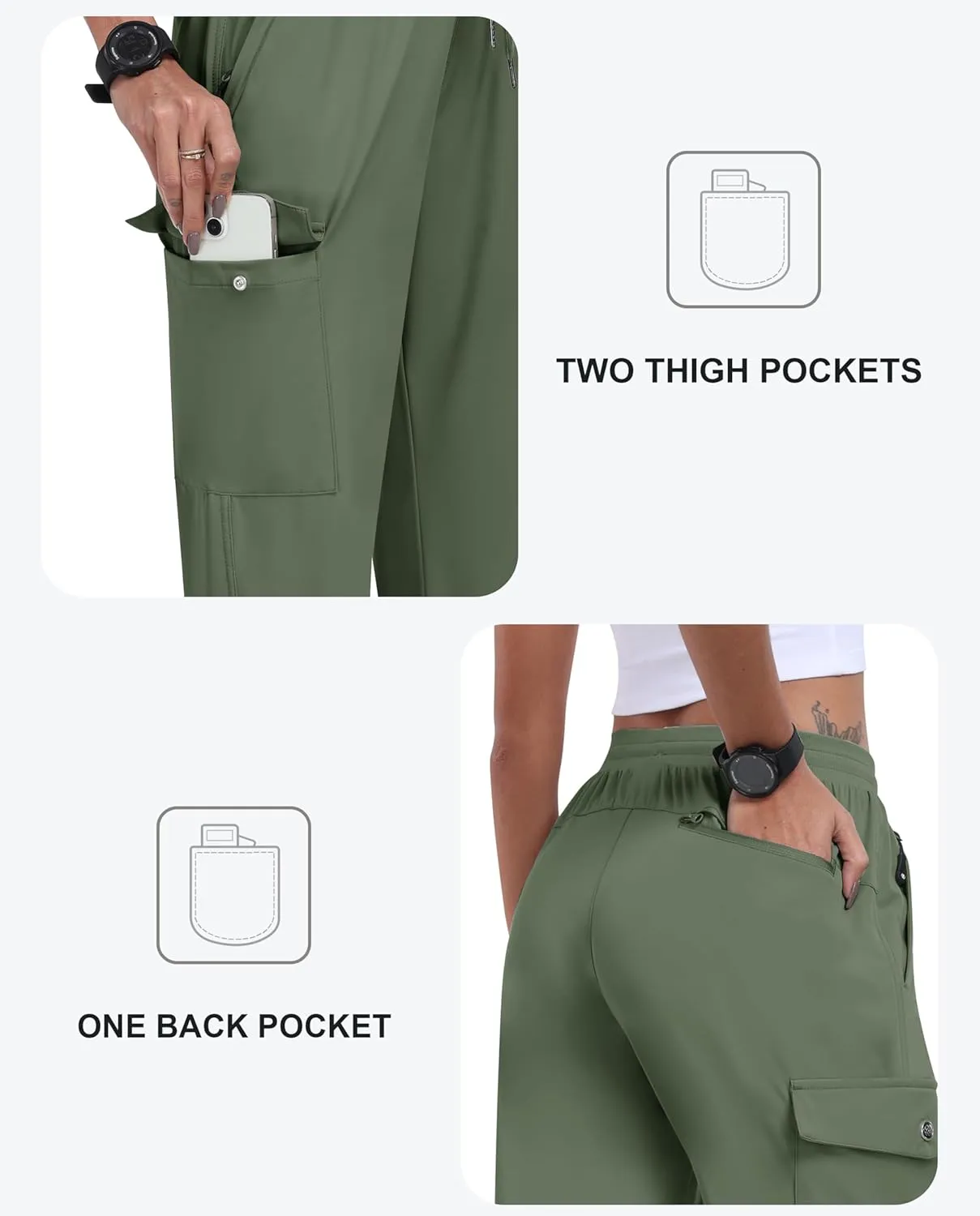 MoFiz Women's Cargo Pants with Pockets Lightweight Quick Dry Outdoor Travel Hiking Pants Running Joggers Sweatpants
