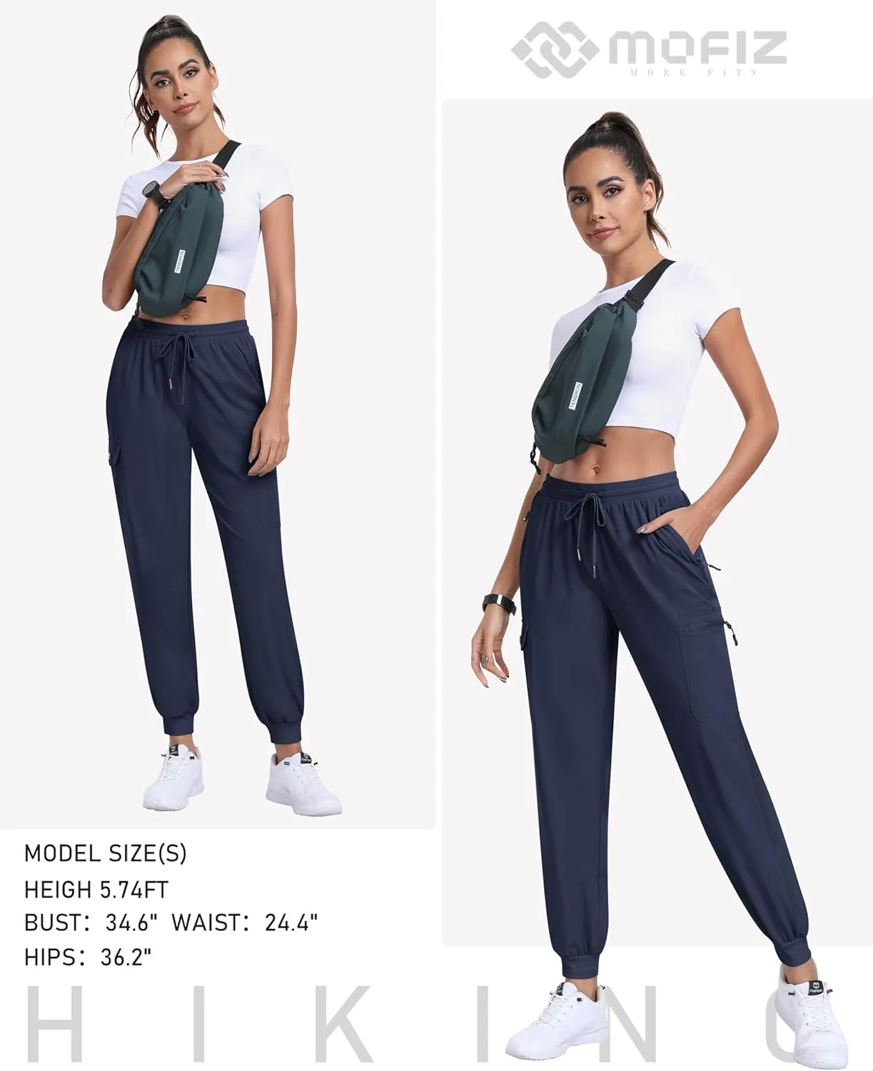 MoFiz Women's Cargo Pants with Pockets Lightweight Quick Dry Outdoor Travel Hiking Pants Running Joggers Sweatpants