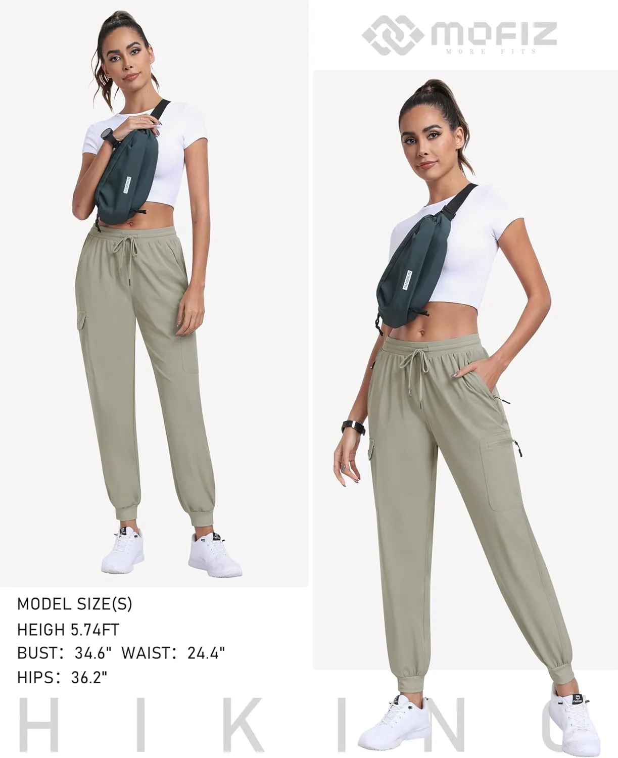 MoFiz Women's Cargo Pants with Pockets Lightweight Quick Dry Outdoor Travel Hiking Pants Running Joggers Sweatpants