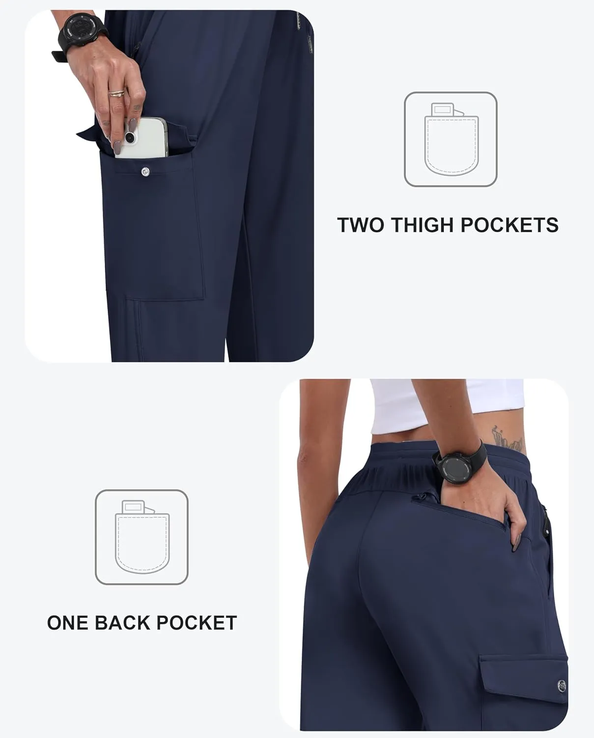 MoFiz Women's Cargo Pants with Pockets Lightweight Quick Dry Outdoor Travel Hiking Pants Running Joggers Sweatpants
