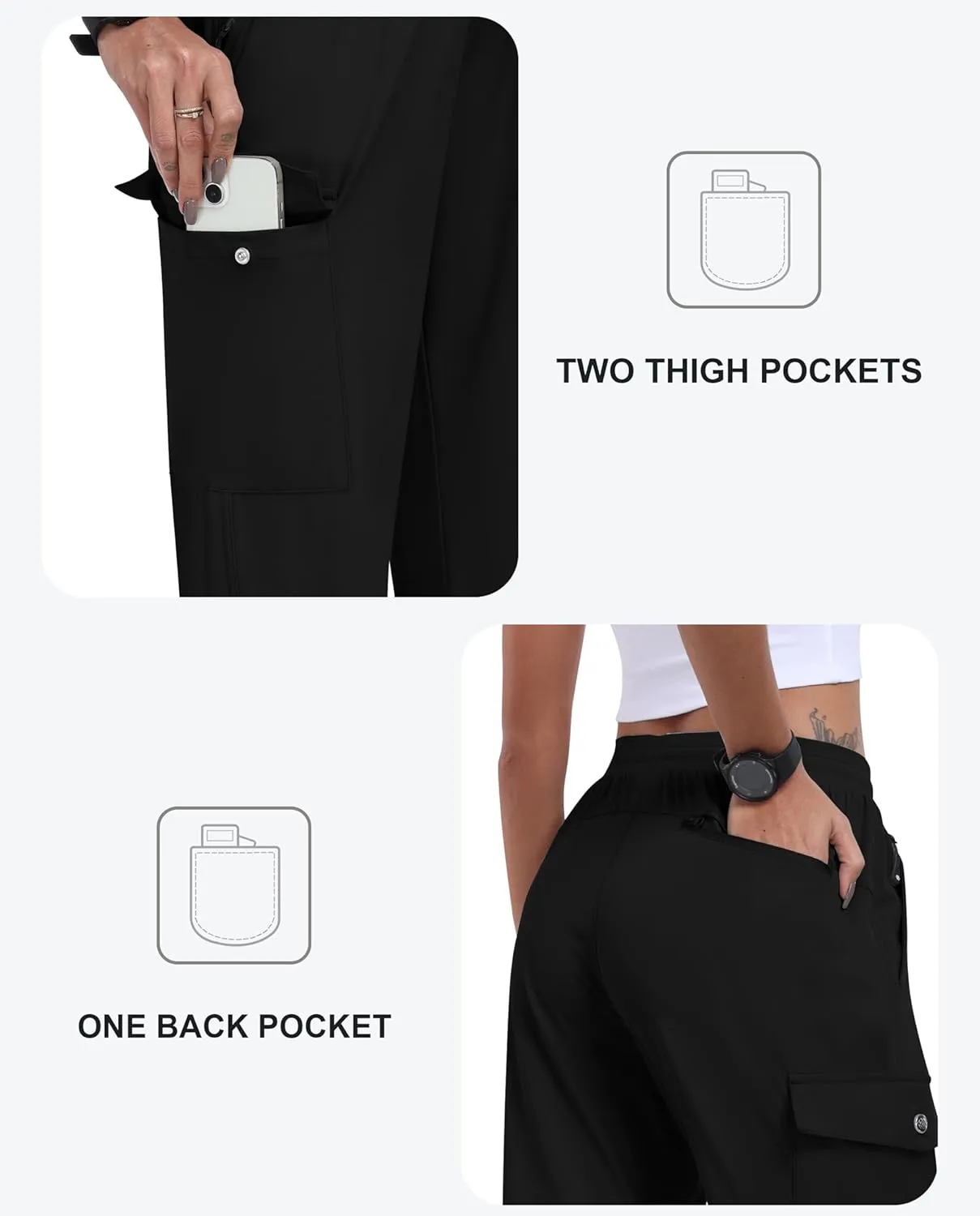 MoFiz Women's Cargo Pants with Pockets Lightweight Quick Dry Outdoor Travel Hiking Pants Running Joggers Sweatpants