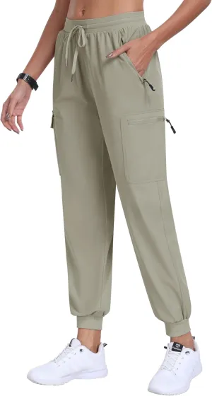 MoFiz Women's Cargo Pants with Pockets Lightweight Quick Dry Outdoor Travel Hiking Pants Running Joggers Sweatpants