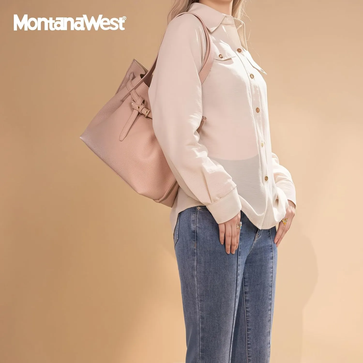 Montana West Tote Bag for Women Designer Purses and Handbags with Belted Detailing