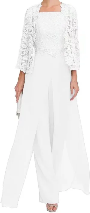 Mother of The Bride Pants Suits 3 Pieces Formal Dresses Mother of The Bride Wedding Party Outfit Evening Dress