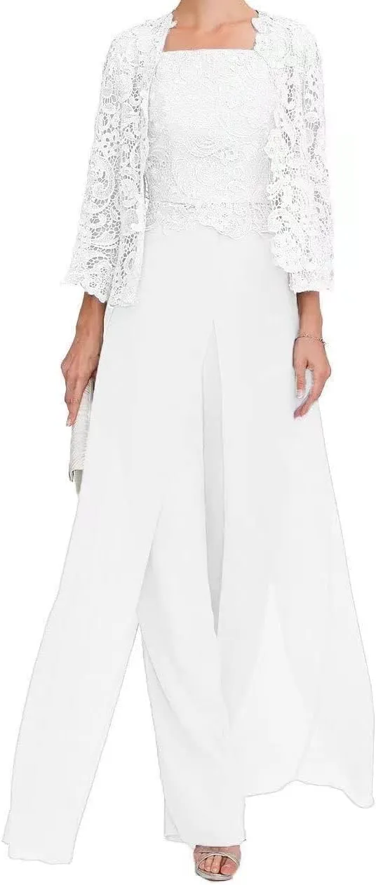 Mother of The Bride Pants Suits 3 Pieces Formal Dresses Mother of The Bride Wedding Party Outfit Evening Dress