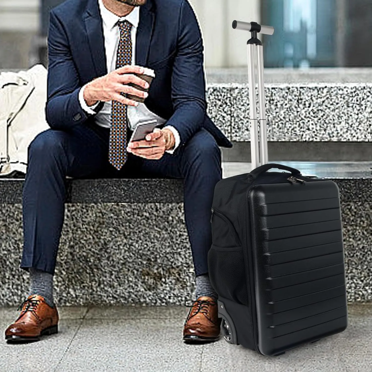 Multi-Useful Carry-On Luggage Fit 17.3 Inch Laptop airline approved with WheelsTravel suitcase backpack with wheels that can be pulled and carried for Overnight bag and Business19Inch