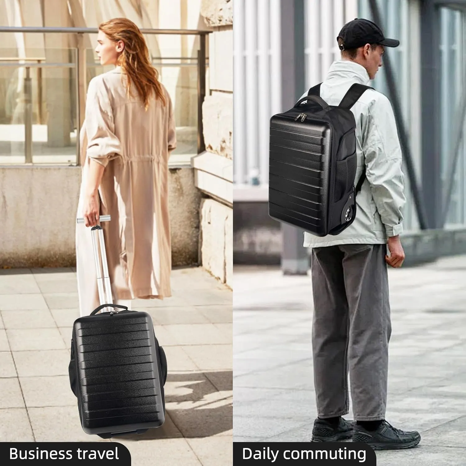 Multi-Useful Carry-On Luggage Fit 17.3 Inch Laptop airline approved with WheelsTravel suitcase backpack with wheels that can be pulled and carried for Overnight bag and Business19Inch