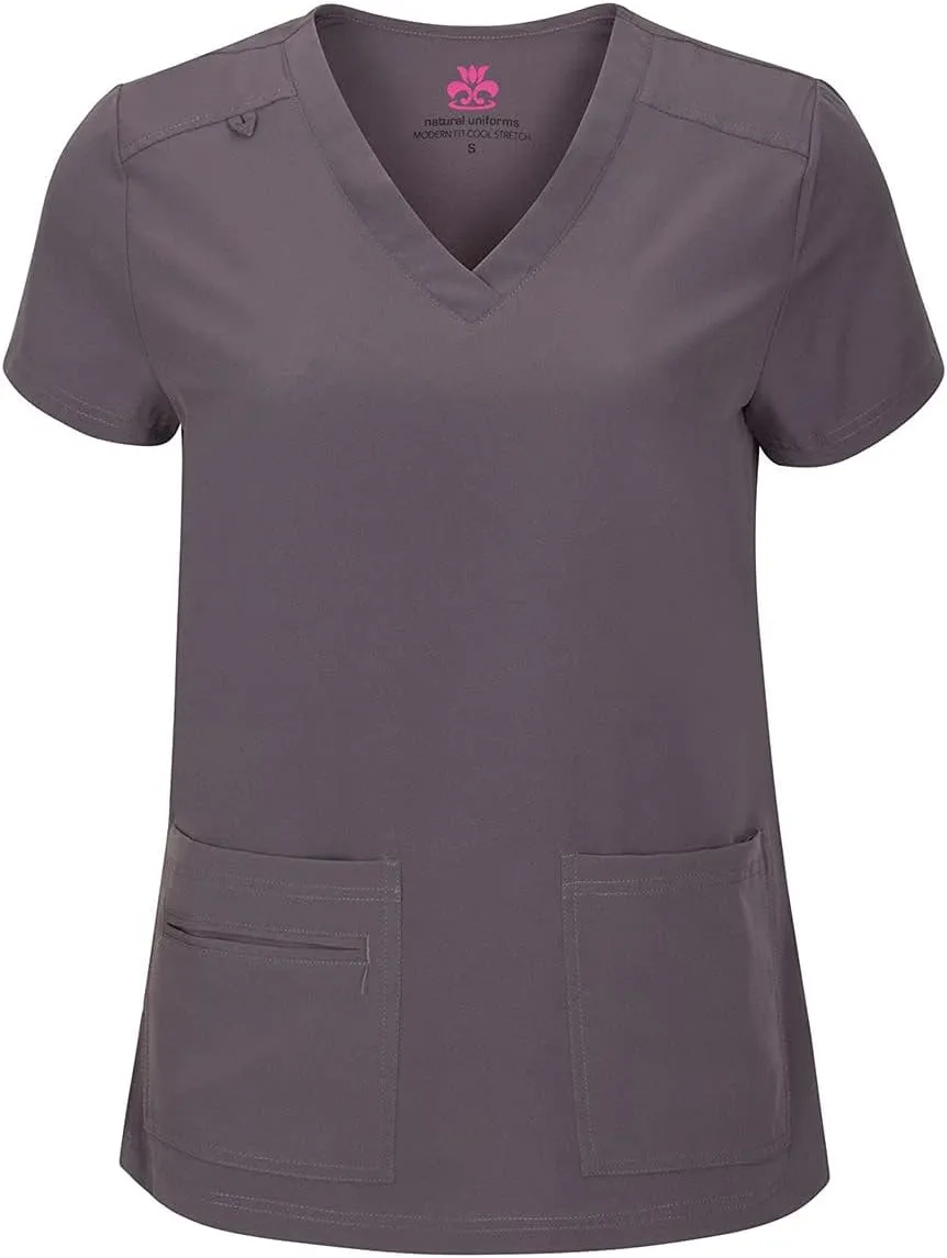 Natural Uniforms Women's Cool Stretch V-Neck Top and Cargo Pant Scrub Set with Regular and Petite Sizes