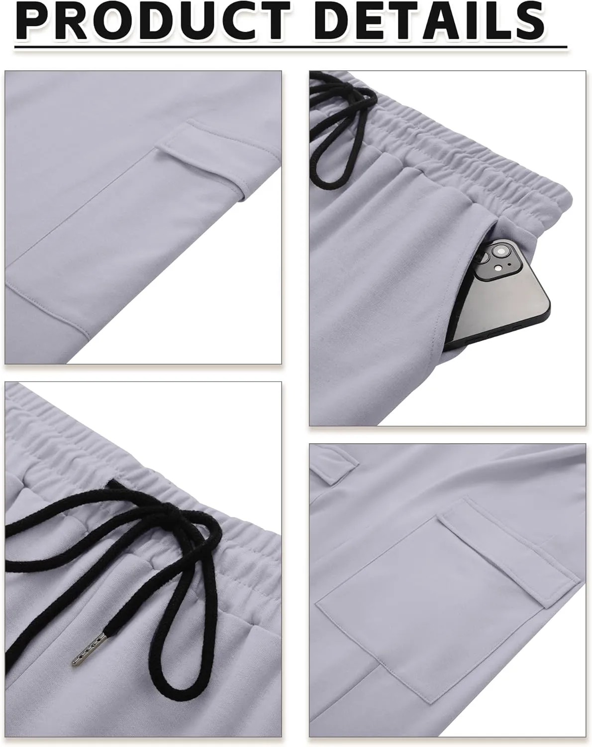 Neer 3 Pack Men's Cargo Sweatpants Baggy Open Bottom Straight Leg Drawstring Joggers Casual Lounge Pants with Pockets