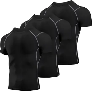 Niksa Men's Compression Shirts 2 Pack, Short Sleeve Athletic Compression Tops Cool Dry Workout T Shirt