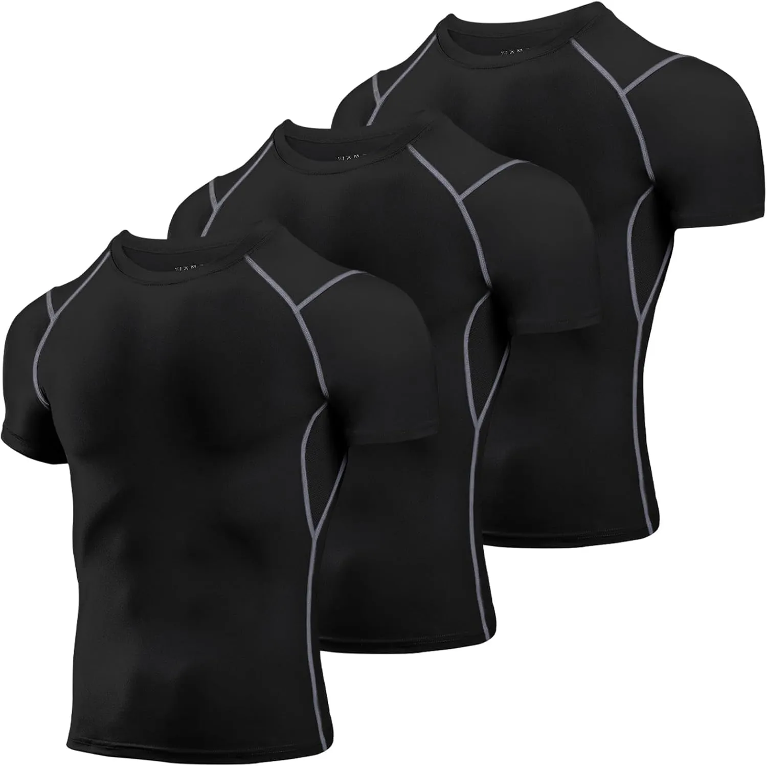 Niksa Men's Compression Shirts 2 Pack, Short Sleeve Athletic Compression Tops Cool Dry Workout T Shirt
