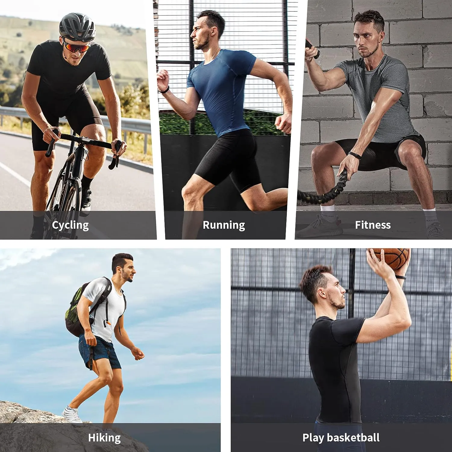 Niksa Men's Compression Shirts 3/5 Pack,Short Sleeve Athletic Compression Tops Cool Dry Workout T Shirt