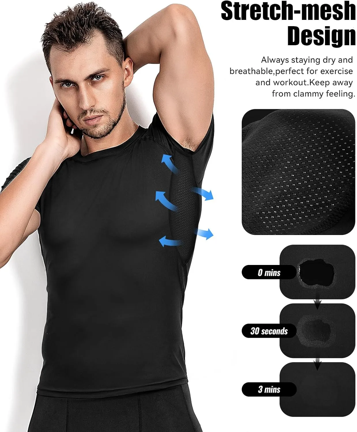 Niksa Men's Compression Shirts 3/5 Pack,Short Sleeve Athletic Compression Tops Cool Dry Workout T Shirt