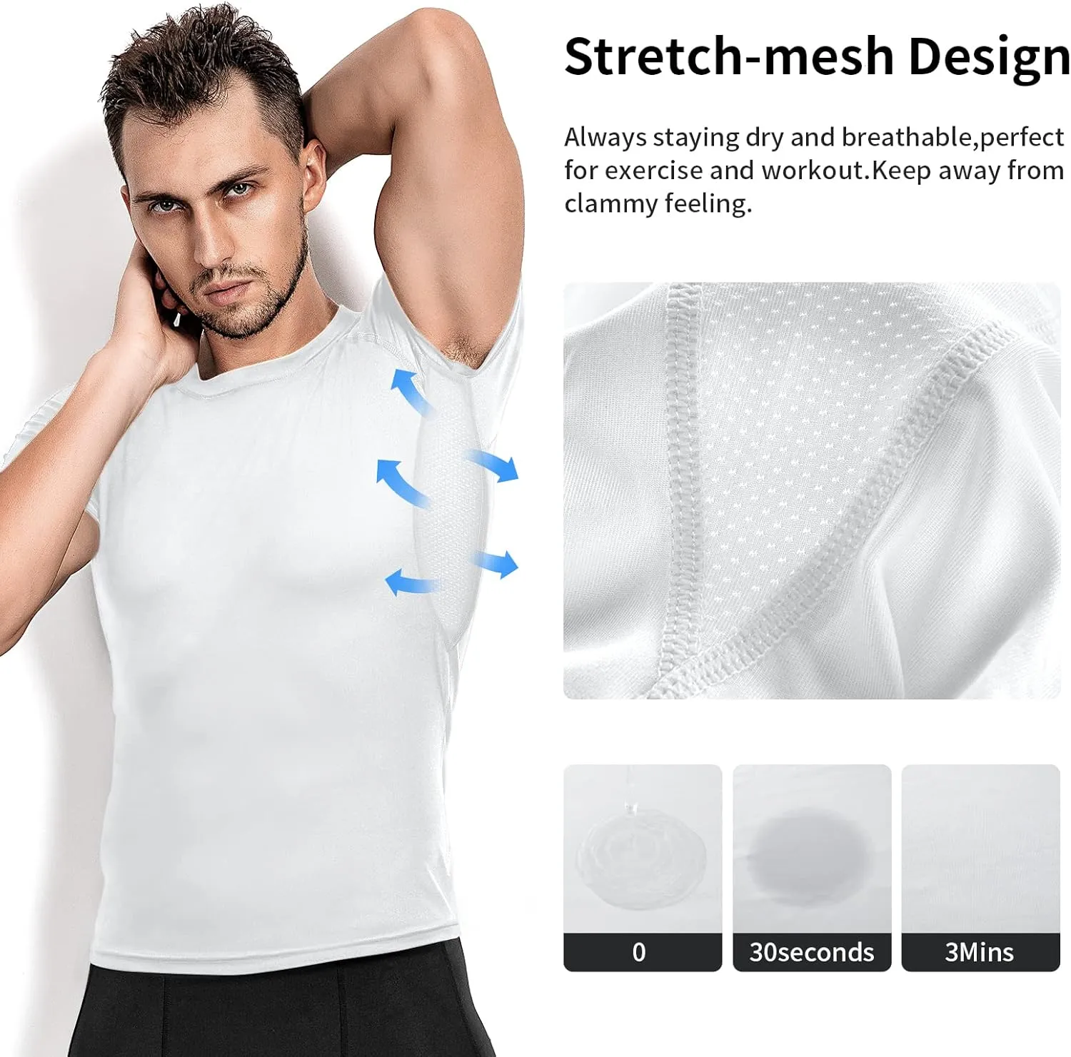 Niksa Men's Compression Shirts 3/5 Pack,Short Sleeve Athletic Compression Tops Cool Dry Workout T Shirt