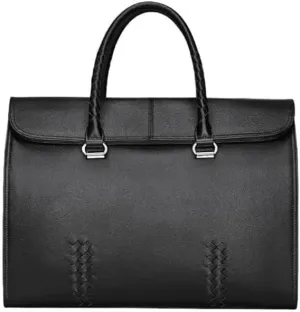 Nordic Large Capacity Business Briefcase 15.5 Inch Cowhide Computer Bag Handmade Men's Handbag for Office Commute