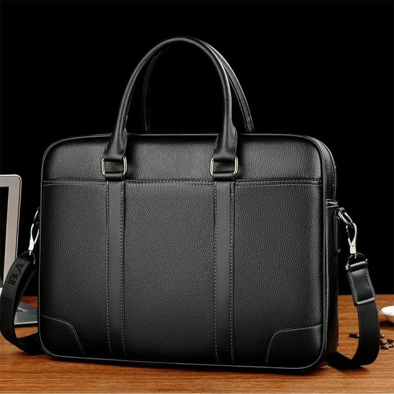 Nordic Leather Men's Handbag Business Briefcase Simple File Office Computer Bag for Office Commute