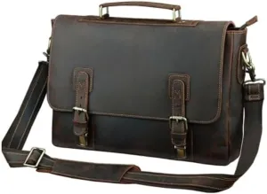 Nordic Men's Hand Tote Genuine Leather Briefcase Vintage Crossbody Handbag for Office Commute