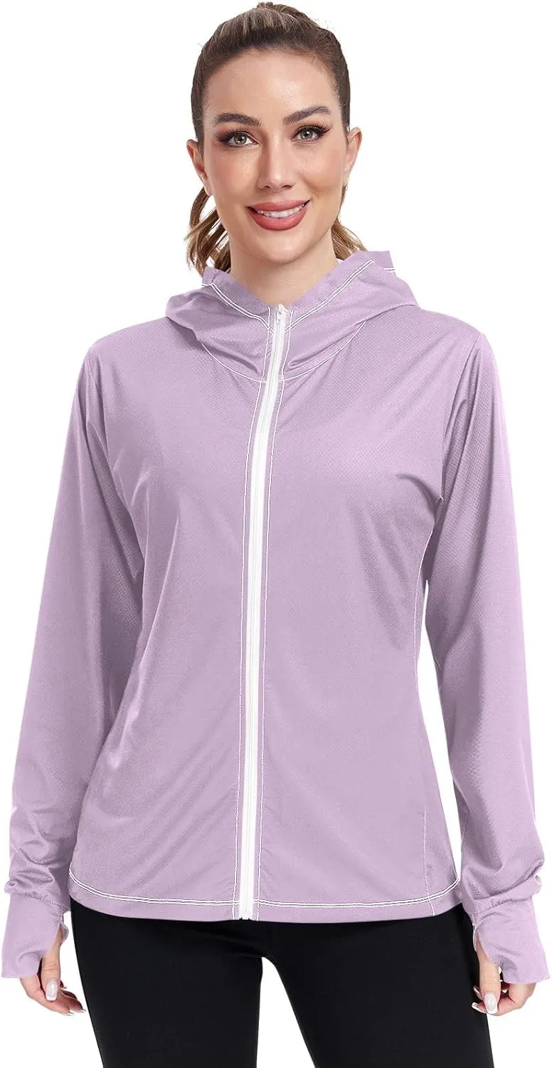 ODAWA Womens Upf Hoodie Wisteria Women's Hoodie Rash Guard Long Sleeve Spf 50 Quick Dry Cooling Shirts