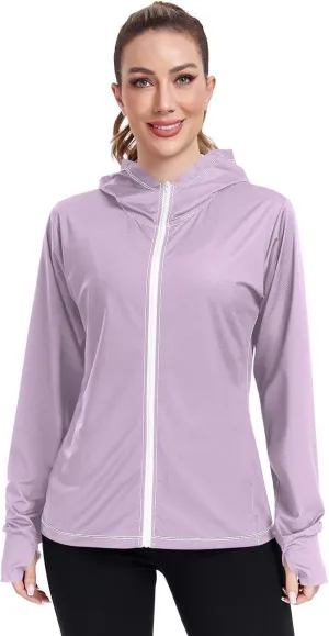 ODAWA Womens Upf Hoodie Wisteria Women's Hoodie Rash Guard Long Sleeve Spf 50 Quick Dry Cooling Shirts