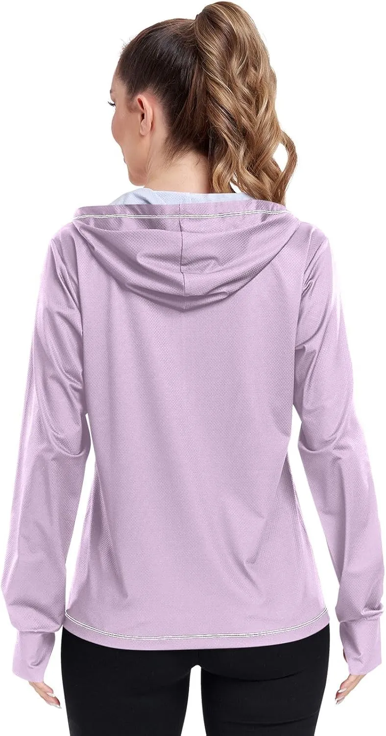 ODAWA Womens Upf Hoodie Wisteria Women's Hoodie Rash Guard Long Sleeve Spf 50 Quick Dry Cooling Shirts