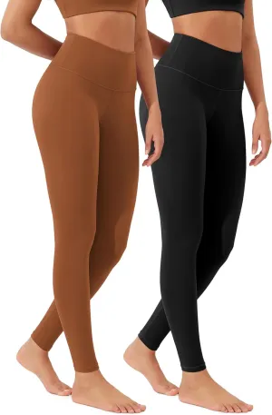 ODODOS Women's High Waist Workout Leggings 2-Pack Tummy Control Yoga Pants - 25" / 28" Inseam, ODLEX Fabric-Squat Proof