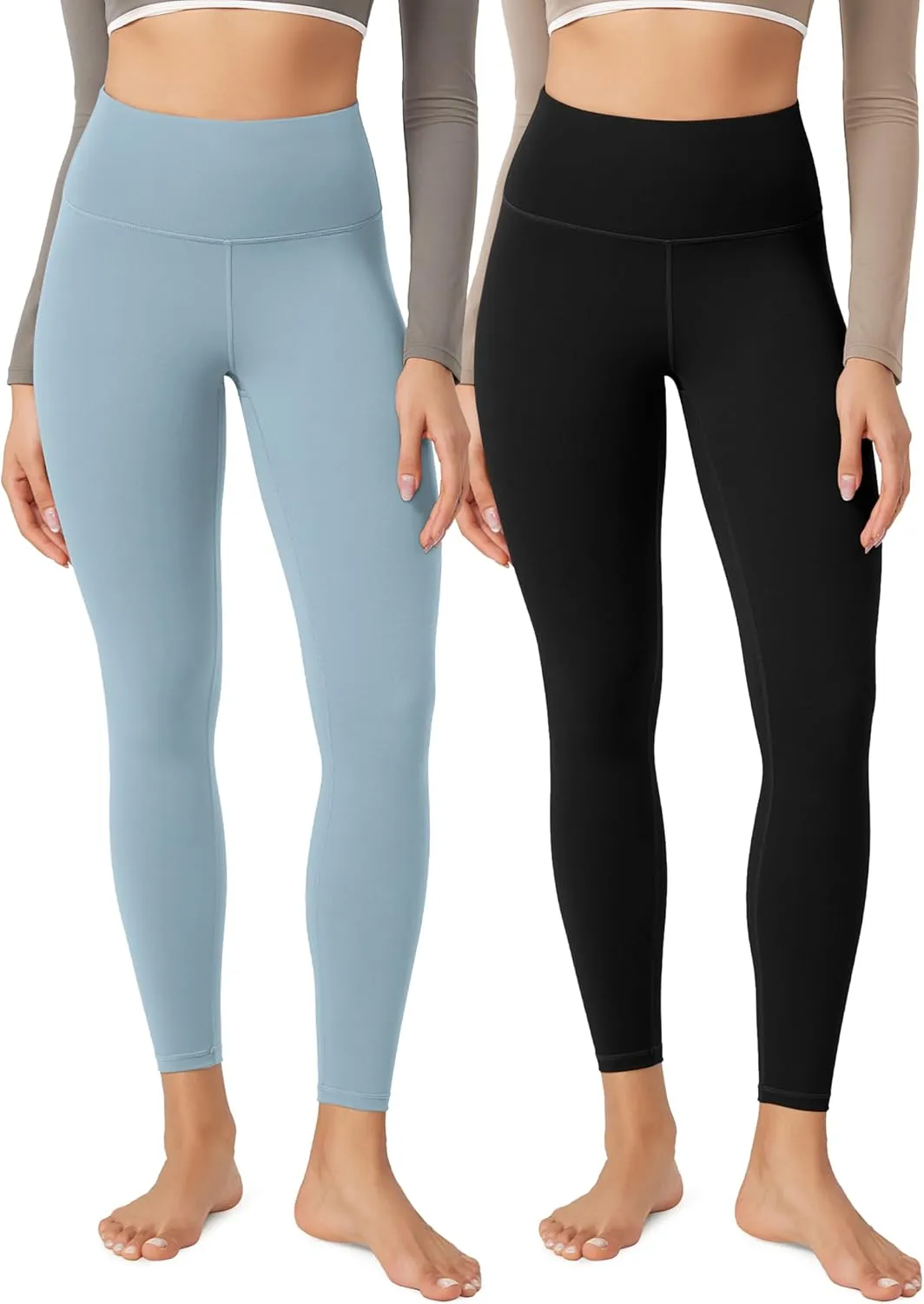 ODODOS Women's High Waist Workout Leggings 2-Pack Tummy Control Yoga Pants - 25" / 28" Inseam, ODLEX Fabric-Squat Proof