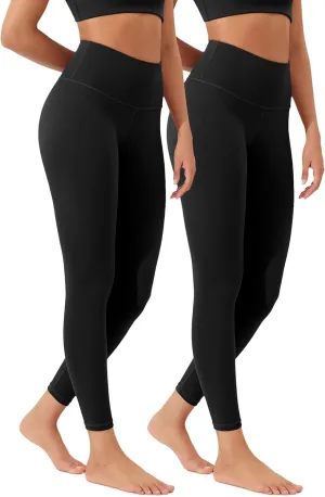 ODODOS Women's High Waist Workout Leggings 2-Pack Tummy Control Yoga Pants - 25" / 28" Inseam, ODLEX Fabric-Squat Proof