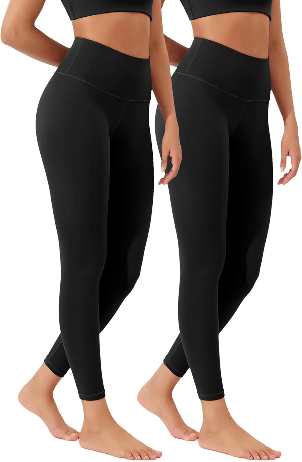 ODODOS Women's High Waist Workout Leggings 2-Pack Tummy Control Yoga Pants - 25" / 28" Inseam, ODLEX Fabric-Squat Proof