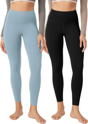 ODODOS Women's High Waist Workout Leggings 2-Pack Tummy Control Yoga Pants - 25" / 28" Inseam, ODLEX Fabric-Squat Proof