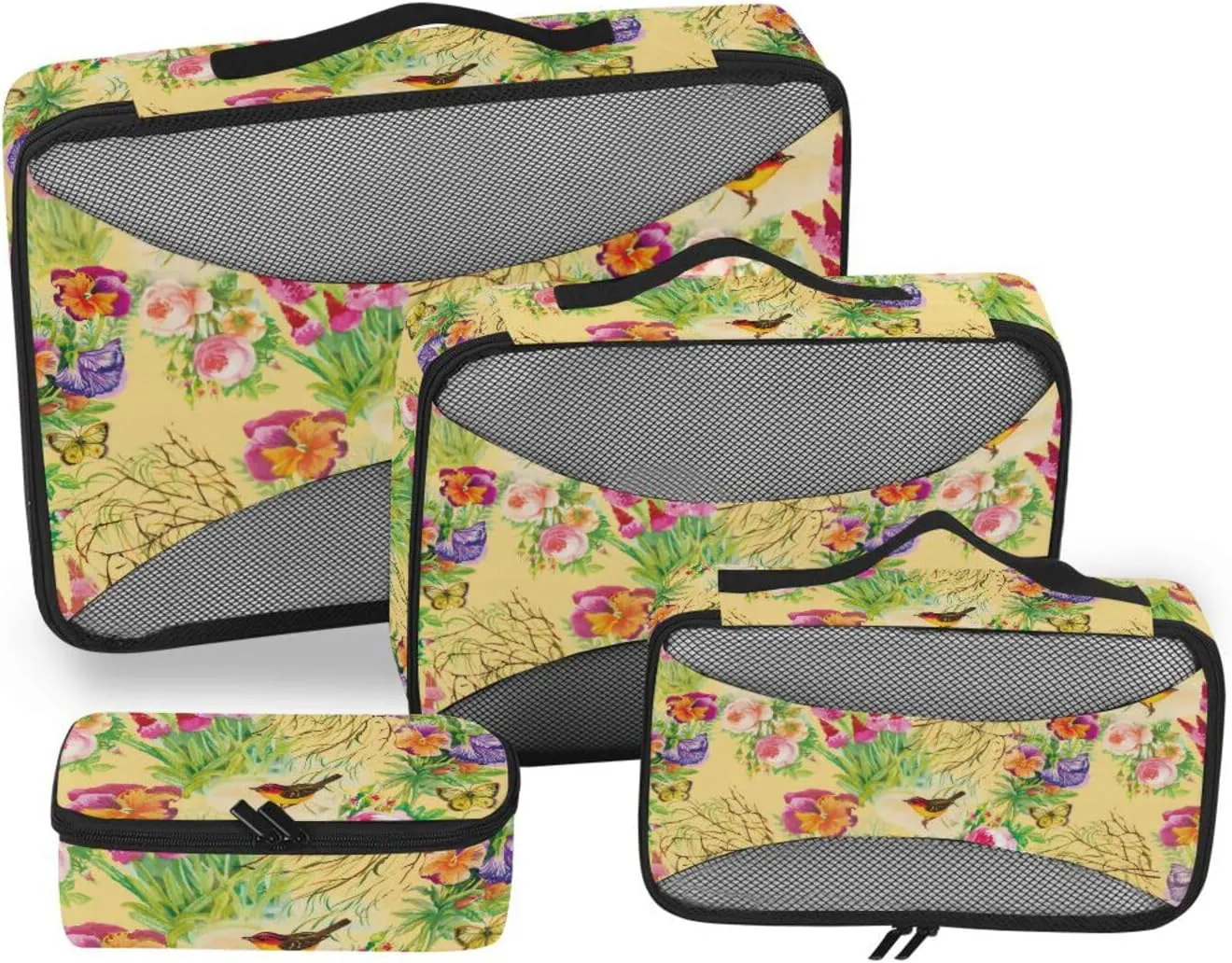 Packing Cube 4 Set Suitcase Organizer Packing Cubes for Travel Women Packing Cuves Exotic Bird and Butterfly