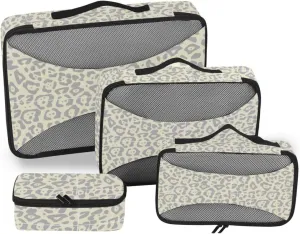 Packing Cube Set of 4 Suitcase Organizer Travel Organizer Bags for Luggage Packing Cubs Leopard Print