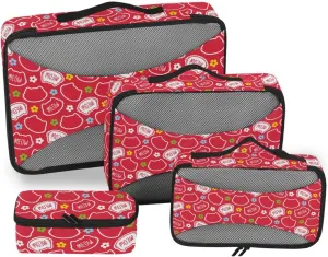 Packing Cubes 4 Set Luggage Bags Organizers Travel Organizers Packing Cuves Cat Meow Kitten