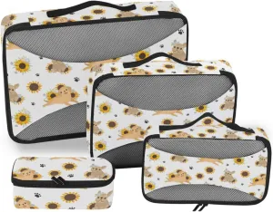 Packing Cubes 4 Set Luggage Organizer Travel Cubes for Luggage Pqcking Cubes Cute French Bulldog