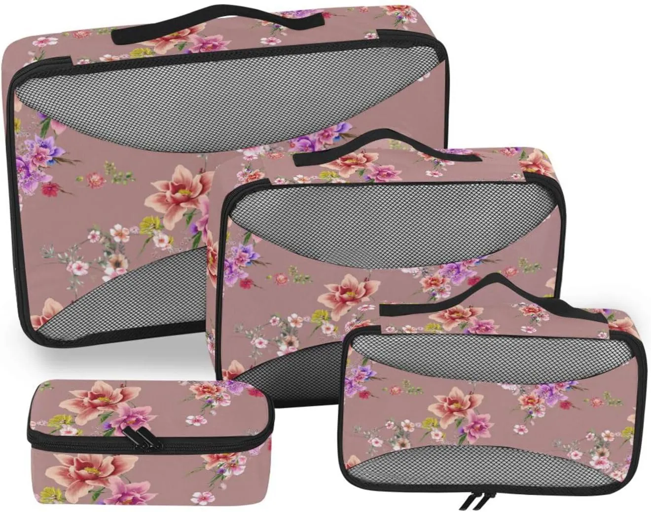 Packing Cubes 4 Set Luggage Packing Cubes Luggage Packing Cubes for Travel Packimg Cubes Watercolor Leaf Flowers Butterfly