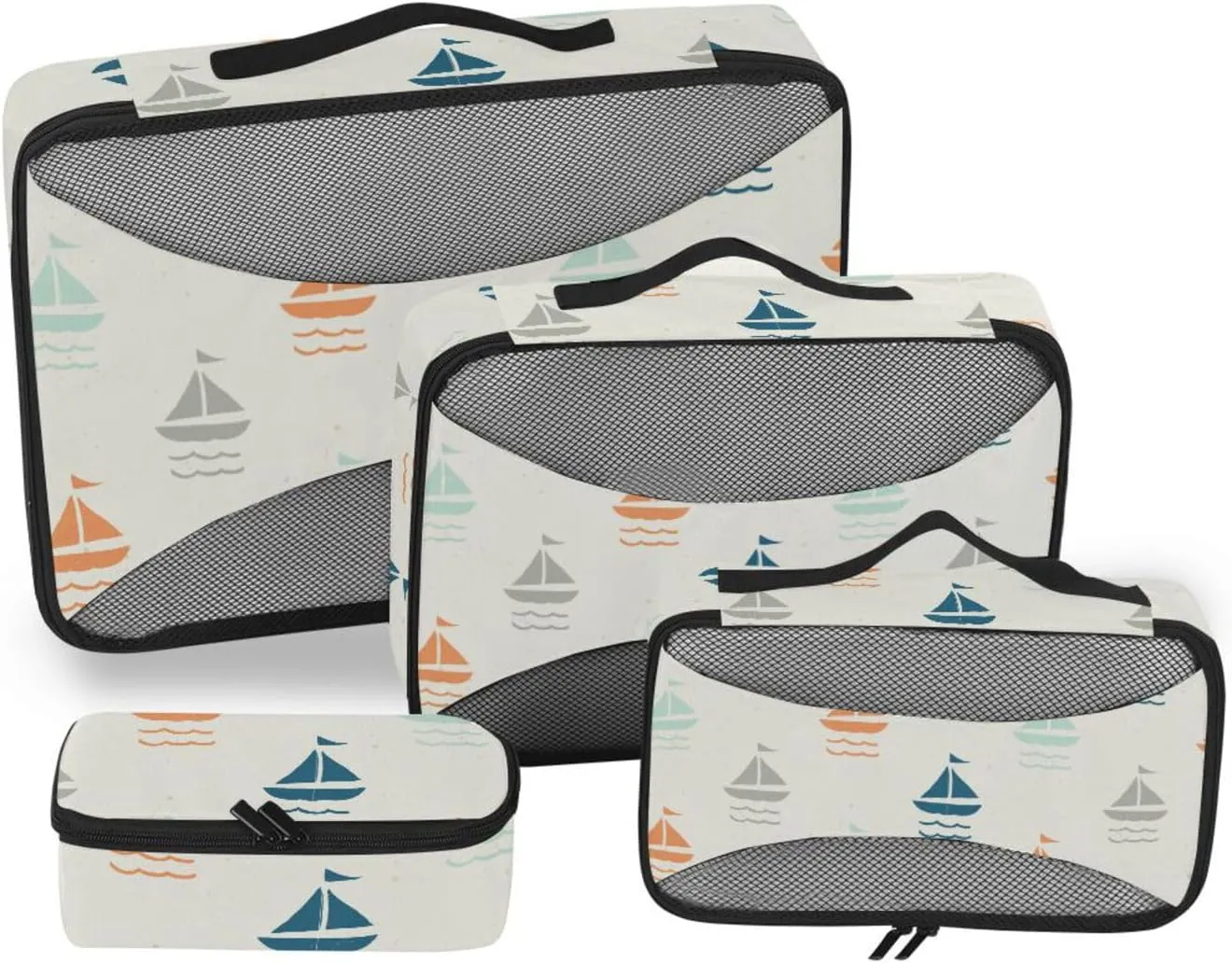 Packing Cubes for Suitcases 4 Set Luggage Bags Organizers Travel Compartment Organizer Bags Packing Cuves Ship Pattern
