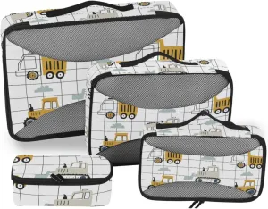 Packing Cubes for Suitcases Set of 4 Luggage Organizer Bags Luggage Packing Cubes for Travel Packing Cubs Cute Truck Tractor