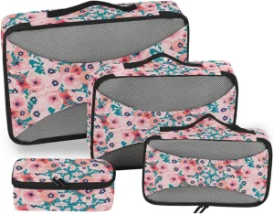 Packing Cubes for Suitcases Set of 4 Luggage Organizers for Suitcase Packing Cubes Travel Packing Cubed Watercolor Bouquet Flowers