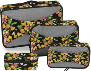 Packing Cubes for Suitcases Set of 4 Suitcase Organizer Bags Travel Cubes for Luggage Pqcking Cubes Tropical Fruits