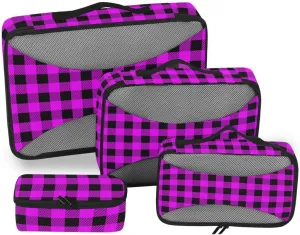 Packing Cubes for Travel 4 Set Luggage Cubes for Packing Travel Cube Oacking Cubes Cream Plaid