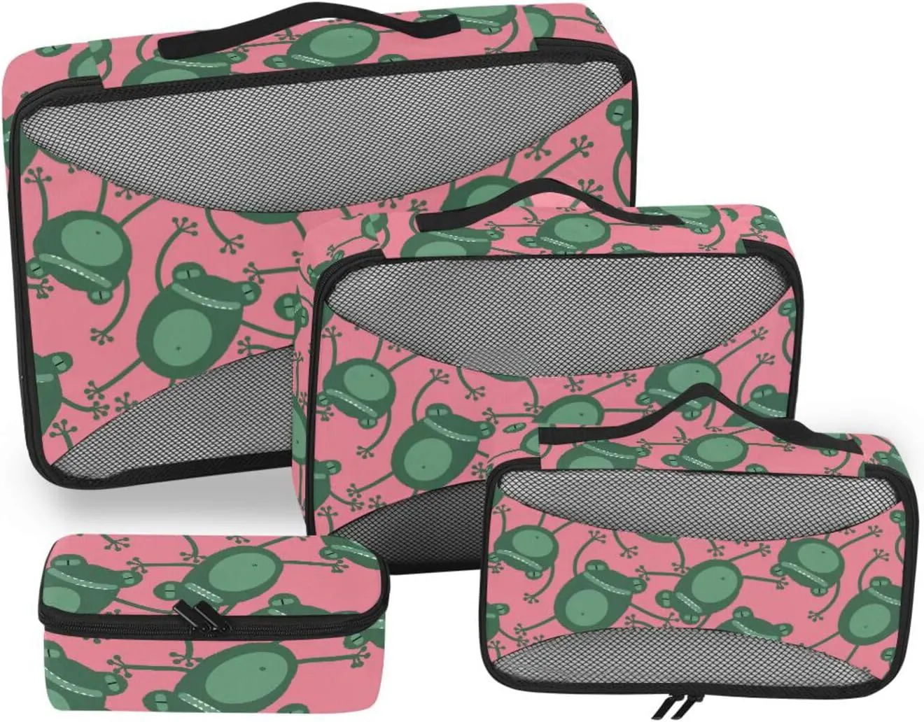 Packing Cubes for Travel 4 Set Luggage Cubes Packing Cubes for Luggage Packing Cubed Funny Frogs Pink