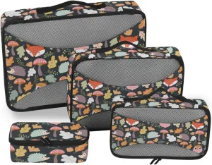 Packing Cubes for Travel 4 Set Luggage Packing Cubes Packing Cubes Travel Packing Cunes Cute Owl Fox and Hedgehog