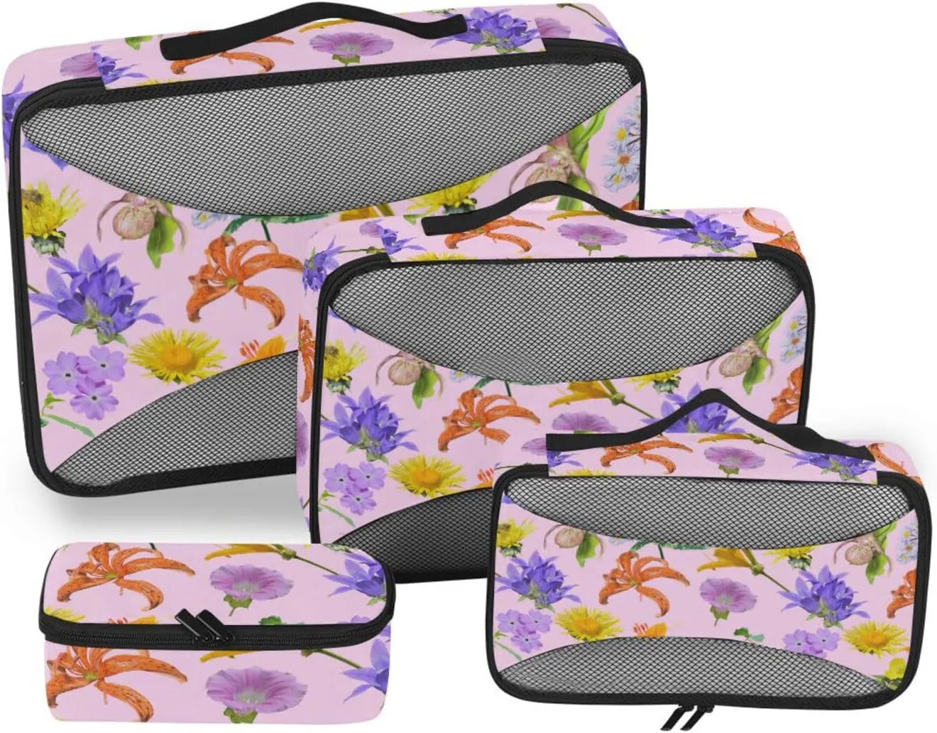 Packing Cubes for Travel Set of 4 Luggage Bags Organizers Luggage Packing Cubes for Travel Packing Cube Spring Wildflowers